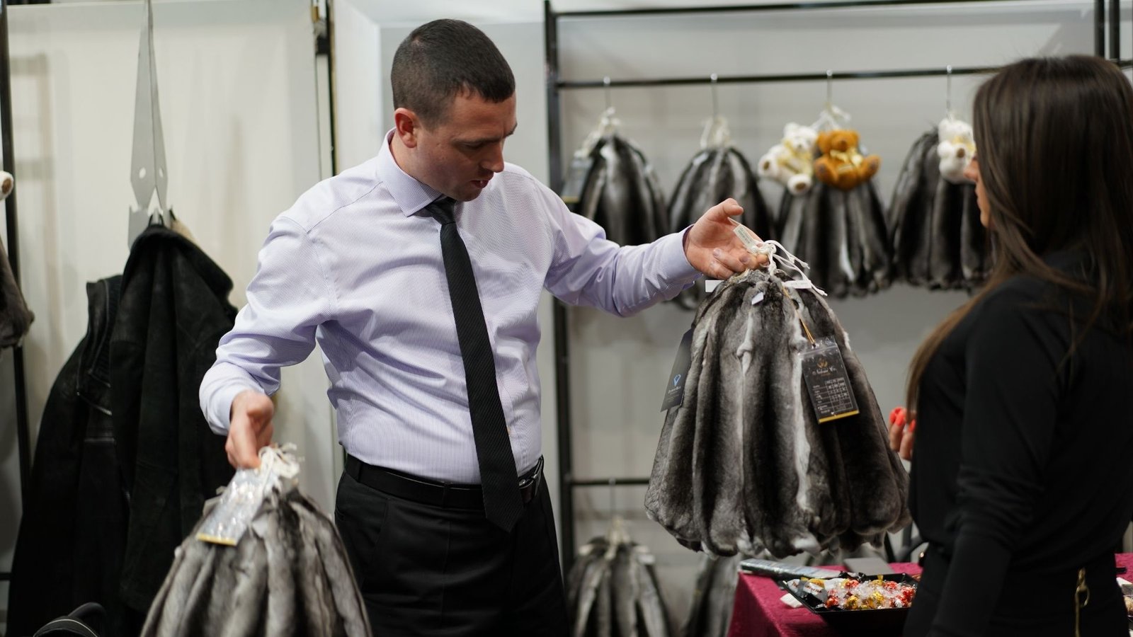Nelemi co production of chinchilla skins Milano fur fair
